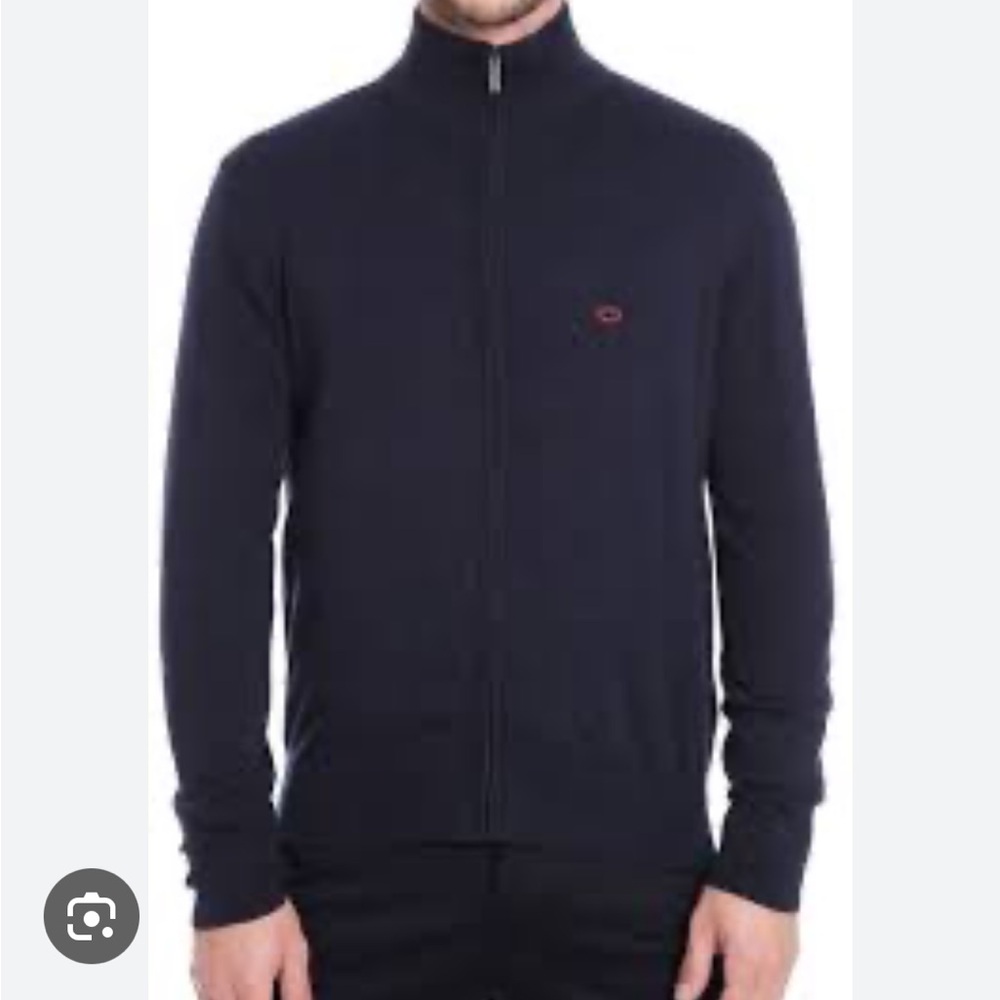 Oscar De La Renta Cardigan Sweater Full Zip Elbow Patches Pockets size XL